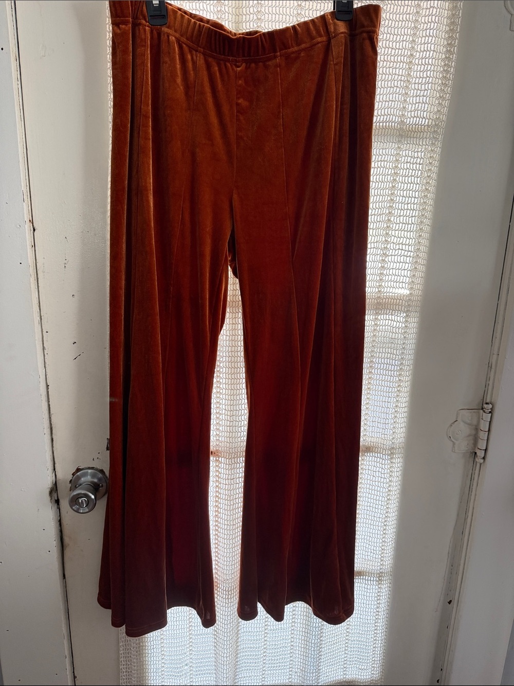 UMGEE - Women’s Velvet Wide-Leg Pants in Rust - 1x